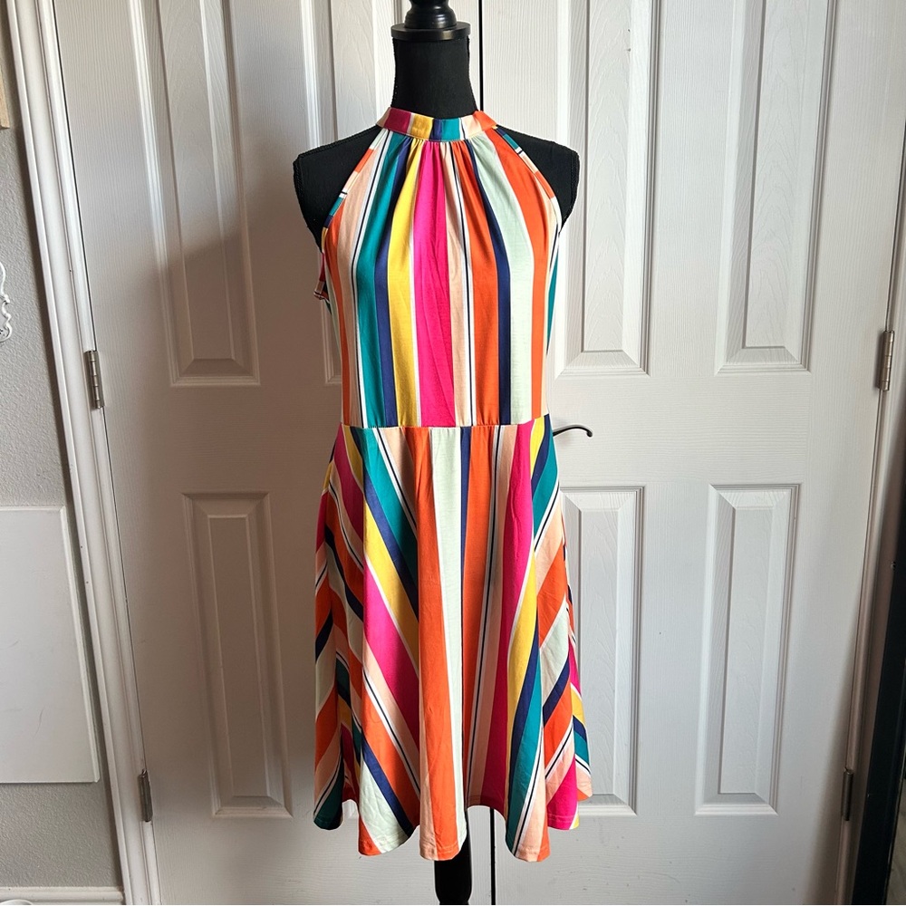 Ouges striped sleeveless sundress with neck ties